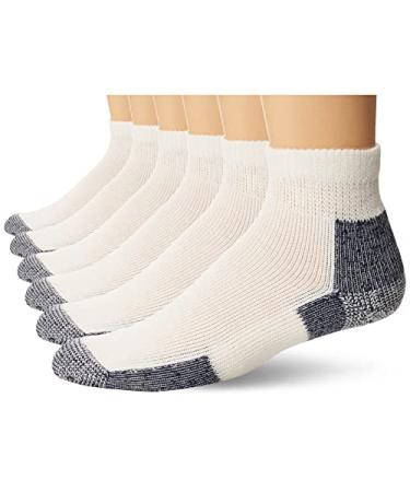 thorlos unisex-adult Jmx Maximum Cushion Ankle Running Socks Large White/Navy (6 Pair)
