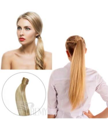 Buy 30cm Remy Hair Ponytail Extensions - Straight Braid Hairpiece (100g 6/613# Brown Highlights) | RemyHaar.eu - Buy Online on GoSupps.com