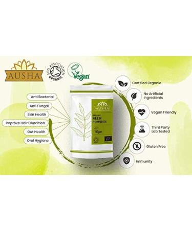 Ausha Organic Neem Leaves Powder 100g - Immunity Boost, Digestion Aid, Detox - Hair, Dandruff, Skin Care - Buy Online on GoSupps.com