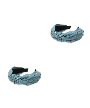CLSSLVVBN 2 Set of Fashion Hair Bands Hoop Twist Knot Headband with Rhinestones Colorful Wide Flexible Headbands for Women Girls Dark Green Dark Green 2Set