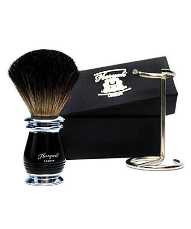 Perfect shaving brush for men with pure black roof hair in black & metal handle Along with brush stand/owner delivery in a designer box
