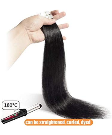 Elailite 20pcs Tape In Extensions - Real Remy Human Hair 60cm 50g Invisible Hair Extensions #01 Pechschwarz | Shop Now for International Shipping - Buy Online on GoSupps.com