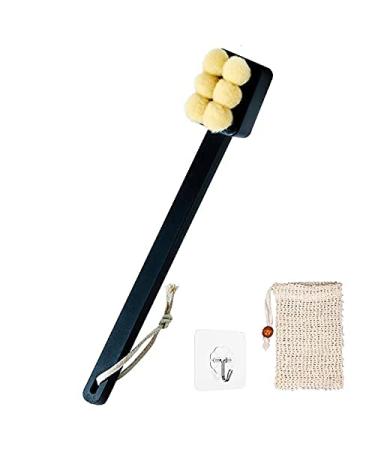Bathing brush with long stem bathing brush back brush for body care skin peeling 1 dark green bathing brush + 1 lanyard + 1 soap bag + 1 Self-adhesive wall hook