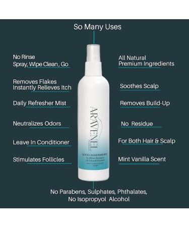 Aravenel Quick Clean Hair Mist 4oz - No Rinse Shampoo & Conditioner for Braids, Locs, Scalps - Waterless Cleaning for Elderly Care, Post Workouts - Neutralizes Odors - Spray, Wipe & Go - Buy Online on GoSupps.com