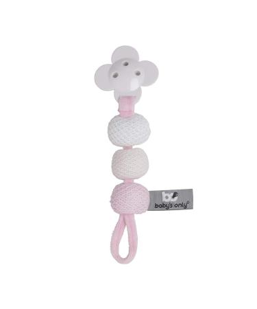 BO Baby's Only - Knitted Pacifier Chain Baby - For Girls - 22x6 cm - Classic Pink/Baby Pink/White