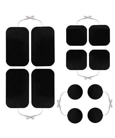 12 pieces mixed set electrodes/pads for TENS EMS stimulation device with 2mm connection various sizes