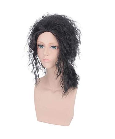 Stylish Long Curly Black Wig for Weddings Runway Interviews & Cosplay - Men's Fashion Hairpiece - Buy Online on GoSupps.com