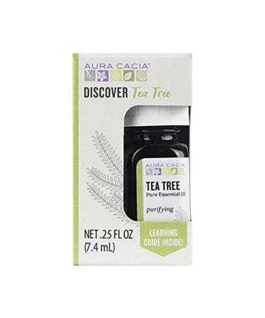 Aura Cacia Discover 100% Pure Tea Tree Essential Oil | GC/MS Tested for Purity | 7.4 ml (0.25 fl. oz.) in Box with Uses Insert | Melaleuca alternifolia
