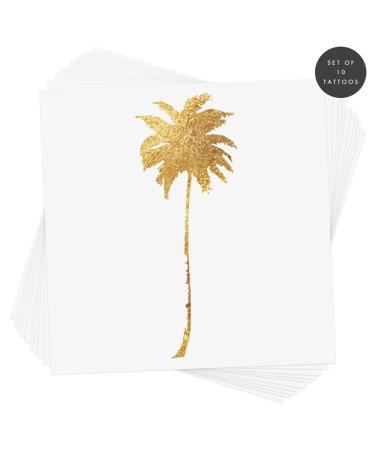 GOLDEN PALM Set of 10 Premium Waterproof Metallic Gold Tropical Temporary Foil Flash Tattoos - Beach Party Favor & Supplies - Buy Online on GoSupps.com