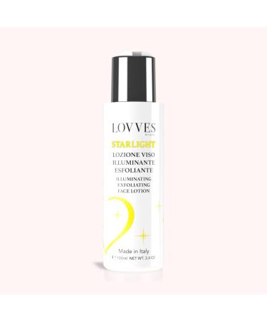 LOVVES Starlight Brightening exfoliating facial lotion High Quality Natural Cosmetics combats impurities refines the skin texture making it smooth and homogeneous 100ml - Buy Online on GoSupps.com