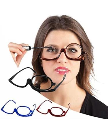 STOP TO SHOP! 2 Pack Magnifying Makeup Reading Glasses - Flip Lens Eyewear in Black/Red (2.5) - Ideal for Cosmetics & Beauty - Buy Online on GoSupps.com