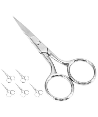 POPETPOP Eyebrow Scissors 6pcs Stainless Steel Facial Hair Scissors Small Grooming Scissors Eyebrow Grooming Trimming Makeup Tools for Nose Hair Mustache Beard Eyelashes
