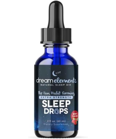 Dream Elements Liquid Sleep Drops Extra Strength Natural Sleep Aid with Melatonin L-Theanine Valerian and Magnesium Fast-Acting Non-Habit Forming Berry Flavor 2oz - Buy Online on GoSupps.com