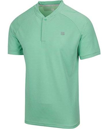 Three Sixty Six Collarless Golf Shirts for Men - Mens Casual Dry Fit Short Sleeve Polo, Lightweight and Breathable Small Mint