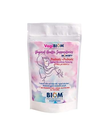Biom Probiotic Suppository: Natural Vaginal pH and Odor Control Regimen Balance and Nourishes Vaginal Microbiome No Parabens (30)