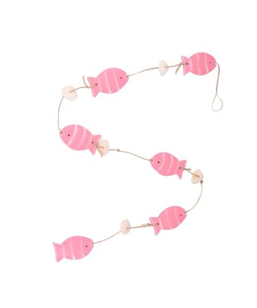 Yardenfun 1 Pc Decor Wedding Ornament Mini Beach Ornament Door Fish Hanging Ornament Pendant Curtain Wooden Pink 102X4.2CM