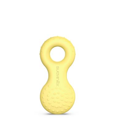 Suavinex rubber teether for babies + 0 months. Rubber teether toy for babies step 1. Yellow
