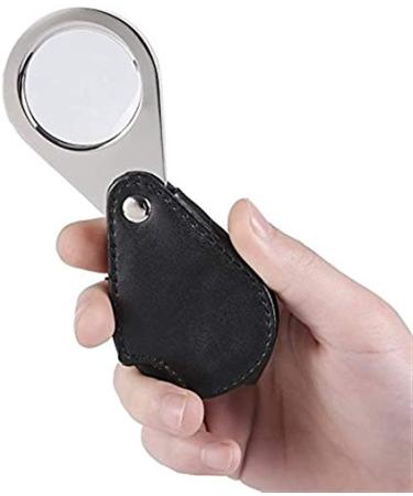 Magnifying Glasses Vision aids 6X Portable Magnifying Glass Pu Leather Folding Keychain for Reading Books Ancient Text Appreciation Reading Magnifying Glass Stationery Office Supplies 1PCS Better life