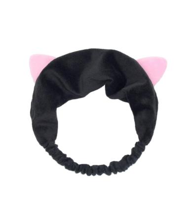 Haobase 1pcs Headband Hairbands With Cat Ear For Face Washing Or Makeup (Black)