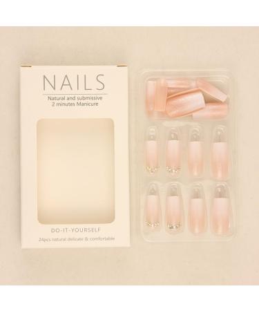 24Pcs/Set Press On Nails Long Milky White Gradient Colored Diamond False Nails Acrylic Fake Nails Full Cover Nails Tips Artificial Finger Manicure Press on nails for Women and Girls - Buy Online on GoSupps.com