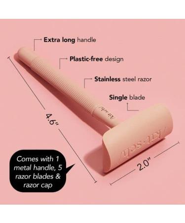 Kitsch Perfect Glide Safety Razor - Metal Handle with 5 Supply Blades | Reusable Single Blade Razor for Women - Buy Online on GoSupps.com