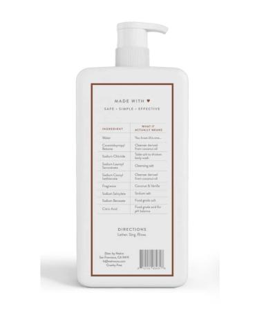Natural Body Wash for Women & Men | Sulfate, Paraben, & Dye Free | 36 oz Pump Bottle | Coconut & Vanilla Scent - Buy Online on GoSupps.com