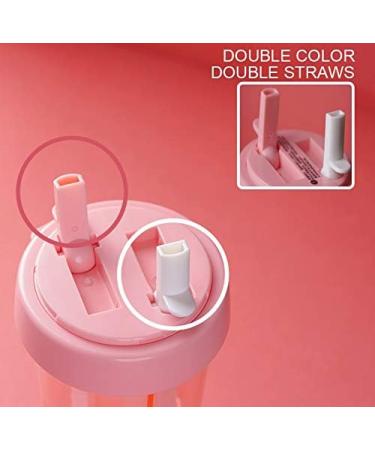Portable Double Straw Leak-Proof Kid Cup 20oz Blue - Children's 2-in-1 Water Bottle with Lid and Cute Design - Buy Online on GoSupps.com