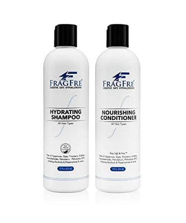 FRAGFRE Shampoo and Conditioner 12 oz/ea (2-Pack Gift Set) - Sulfate Free Shampoo and Conditioner - Gluten Free Vegan Shampoo Conditioner - Color Safe Hypoallergenic Parabens Free - Fragrance Free