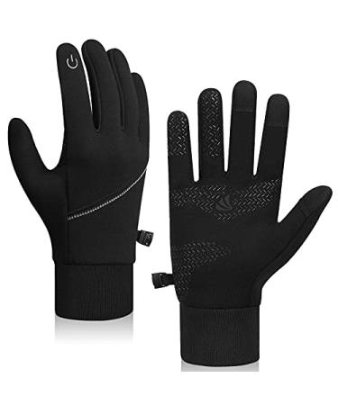 Anqier Winter Gloves Touchscreen Thermal Gloves Cold Weather Windproof Gloves for Running Cycling Driving Men & Women Large Black-tm06