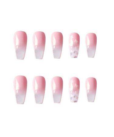 Sinlov 24pcs Nude Gradient Coffin Press On Nails - Long Full Cover Fake Nail Art Tips for Women & Girls - Buy Online on GoSupps.com