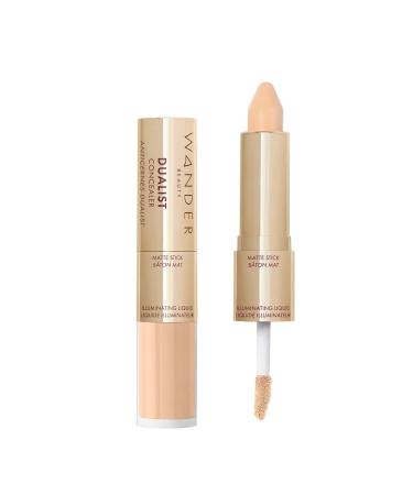 Wander Beauty Dualist Matte and Illuminating Concealer Makeup - Fair - Dual-Ended Matte Concealer Stick + Liquid Concealer - Full Coverage Concealer Brightens  Firms  & Hydrates Under Eyes