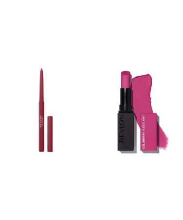 REVLON Bundle of Lip Liner Colorstay 670 Wine Lipstick ColorStay Suede Ink Built-in Primer Infused with Vitamin E Waterproof Smudgeproof Matte Color 010 Tunnel Vision (Pack of 1) Suede Ink + Matte Color 1 Count (Pack of 1)