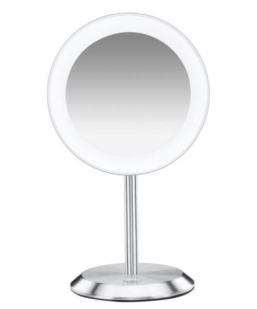Conair Single-Sided Lighted Makeup Mirror - Lighted Vanity Makeup Mirror with LED Lights  8x magnification  Satin Chrome Finish