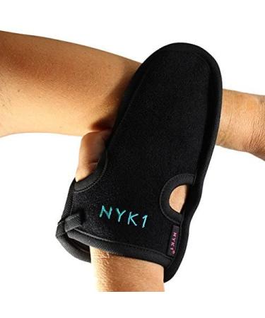 NYK1 Deep Exfoliating Glove Exfoliating Mitt (Black) Ultimate Skin Care Exfoliating Body Scrubber Exfoliating Gloves For Shower - Dead Skin Remover for Body Exfoliator Glove Exfoliating Washcloth Mitt