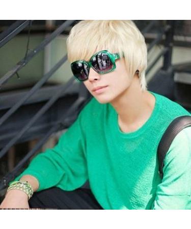 Fashion Punk Style Men's Short Platinum Blonde Wig | Cool Male Straight Hair - Buy Online on GoSupps.com