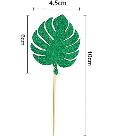48 Pcs Glitter Tropical Leaves Cupcake Toppers Green Jungle Plants Cake Picks Palm Leaf Cake Toppers Summer Tropical Theme Cake Decorations - Buy Online on GoSupps.com