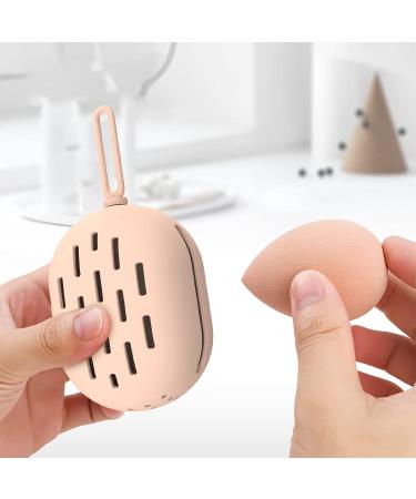 Travel Makeup Sponge Blender Case - 2 in 1 Holder & Cleaner | Washable Silicone & Detachable Hook | Breathable Design for Clean Cosmetics - Buy Online on GoSupps.com