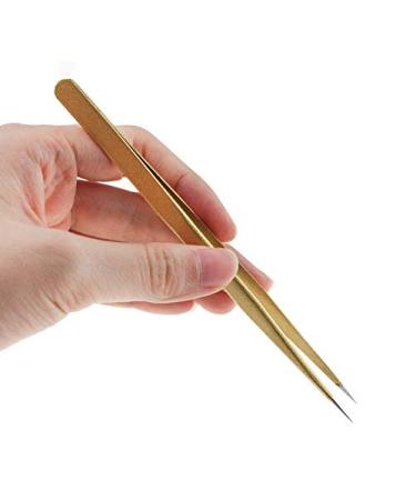 Gold Stainless Steel Eyelash Extension Tweezers - Straight and Curved Tip Set - Buy Online on GoSupps.com