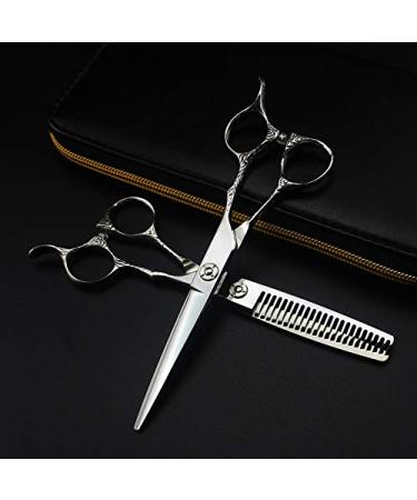 Hair Cutting Scissors 6 Inch Professional Japan Steel Flower Handle Hair Scissors Haircut Scissor Thinning Barber Cutting Shears Hairdresser Scissors Set