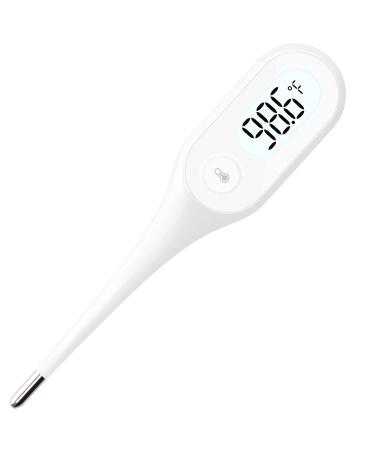 iHealth Digital Oral Thermometer PT1,Fever Thermometer with Dual-Sensors for High Accuracy, Rectum Armpit Reading Thermometer for Adults and Babies, Memory Recall and Extra Large LCD Backlit Display