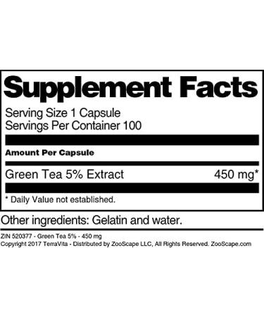 Green Tea 5% - 450 mg (100 Capsules ZIN: 520377) - Buy Online on GoSupps.com