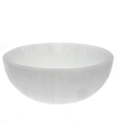 Selenite Round Bowl Hand-Carved Round Selenite Crystals Holder for Cleansing Healing Charge All Your Crystals and Tumbles Creative Dish Jewelry Storage Bowls Decoration or Gift (8 cm)