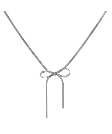 Oralgos fashionable elegant necklace with loop trailer sweet cool collarbone chain simple choker neck band statement jewelry titanium steel