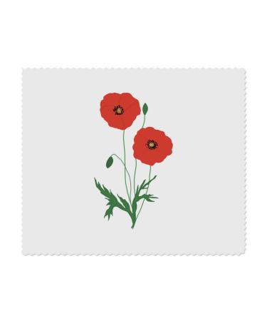 Azeeda 2 x Microfiber Cleaning Cloths "Poppies with Buds and Leaf" (LC00021932)