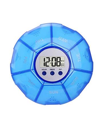 Winnes Pill Box BPA Free 7 Day 1 Times a Day Portable Weekly Pill Dispenser Storage Case for Vitamins etc 5 Alarm Clocks Can Be Set for Regular Reminders 7 Grids