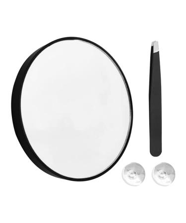 CALIDAKA 20X Magnifying Mirror Makeup Mirror with Suction Cup and Tweezer Round Makeup Vanity Mirror Magnifying Travel Mirror Desk Small face Mirror for Bedroom  Bathroom(Size:4.5x0.7inch)