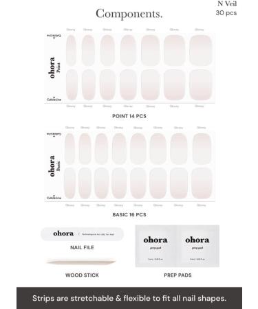ohora Semi Cured Gel Nail Strips (N Veil) - Salon-Quality, Long Lasting, Easy to Apply & Remove - Compatible with Any Nail Lamps - Includes Prep Pads, File & Wooden Stick - Buy Online on GoSupps.com