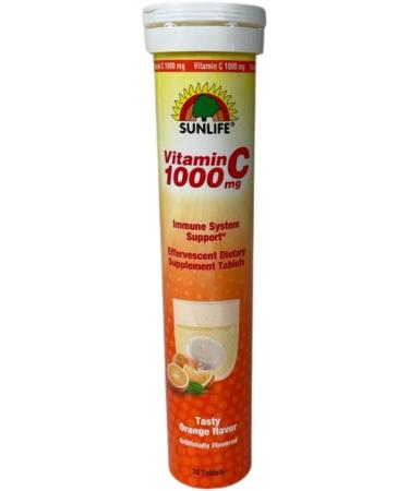 Neurobion Sunlife Vitamin C Effervescent 1000mg 20 Tablets Orange Flavor - Pack of 3 | Immune System Support, Sugar Free, Lactose Free, Gluten Free - Buy Online on GoSupps.com