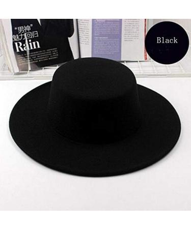 Classic Black Flat Top Fedora Hat for Unisex - Brim Church Derby Cap - Buy Online on GoSupps.com