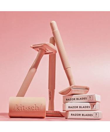 Kitsch Perfect Glide Safety Razor - Metal Handle with 5 Supply Blades | Reusable Single Blade Razor for Women - Buy Online on GoSupps.com